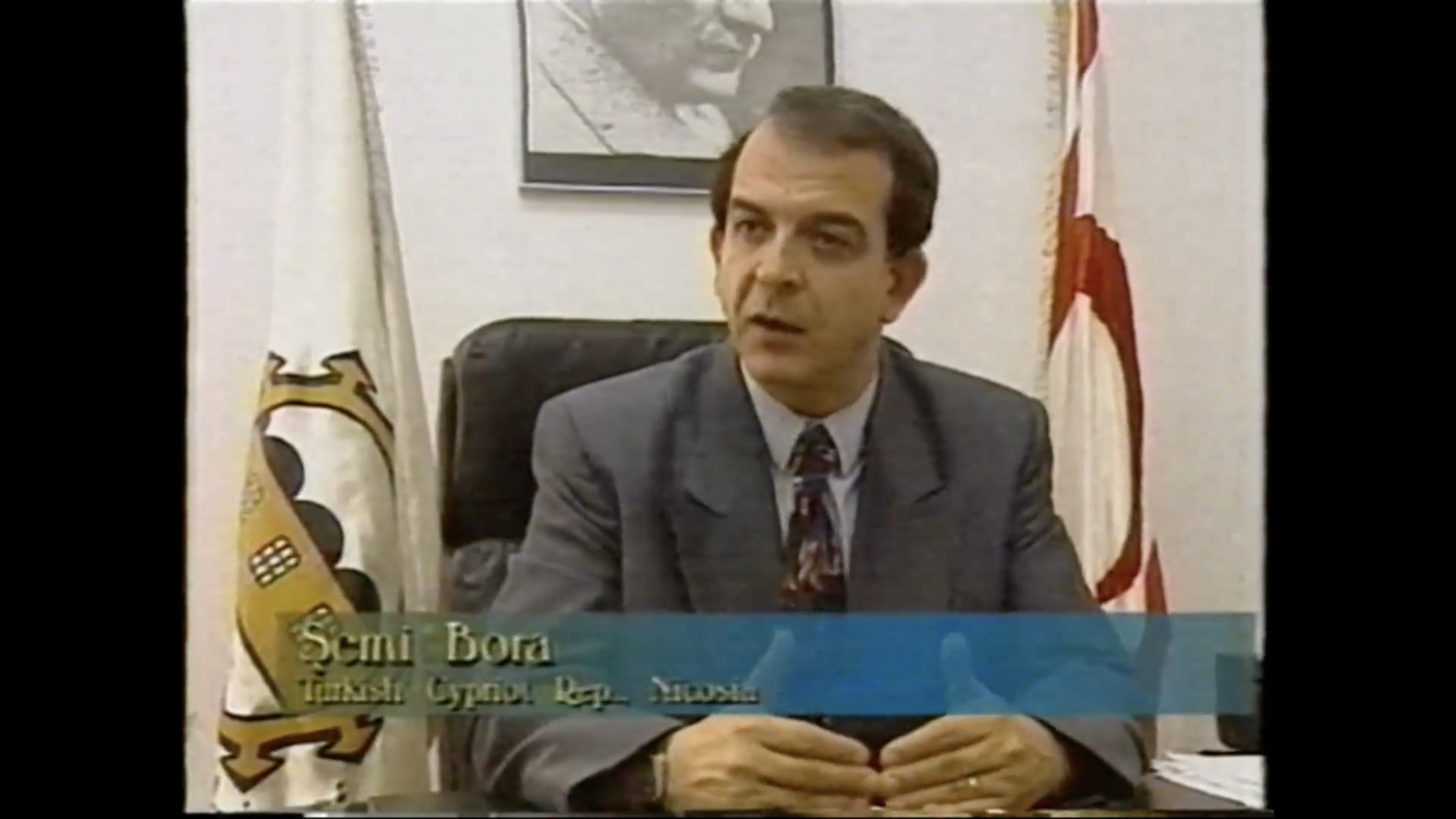 Turkish Cypriot representative, Semi Bora, being interviewed by Nick in Cyprus at the Crossroads