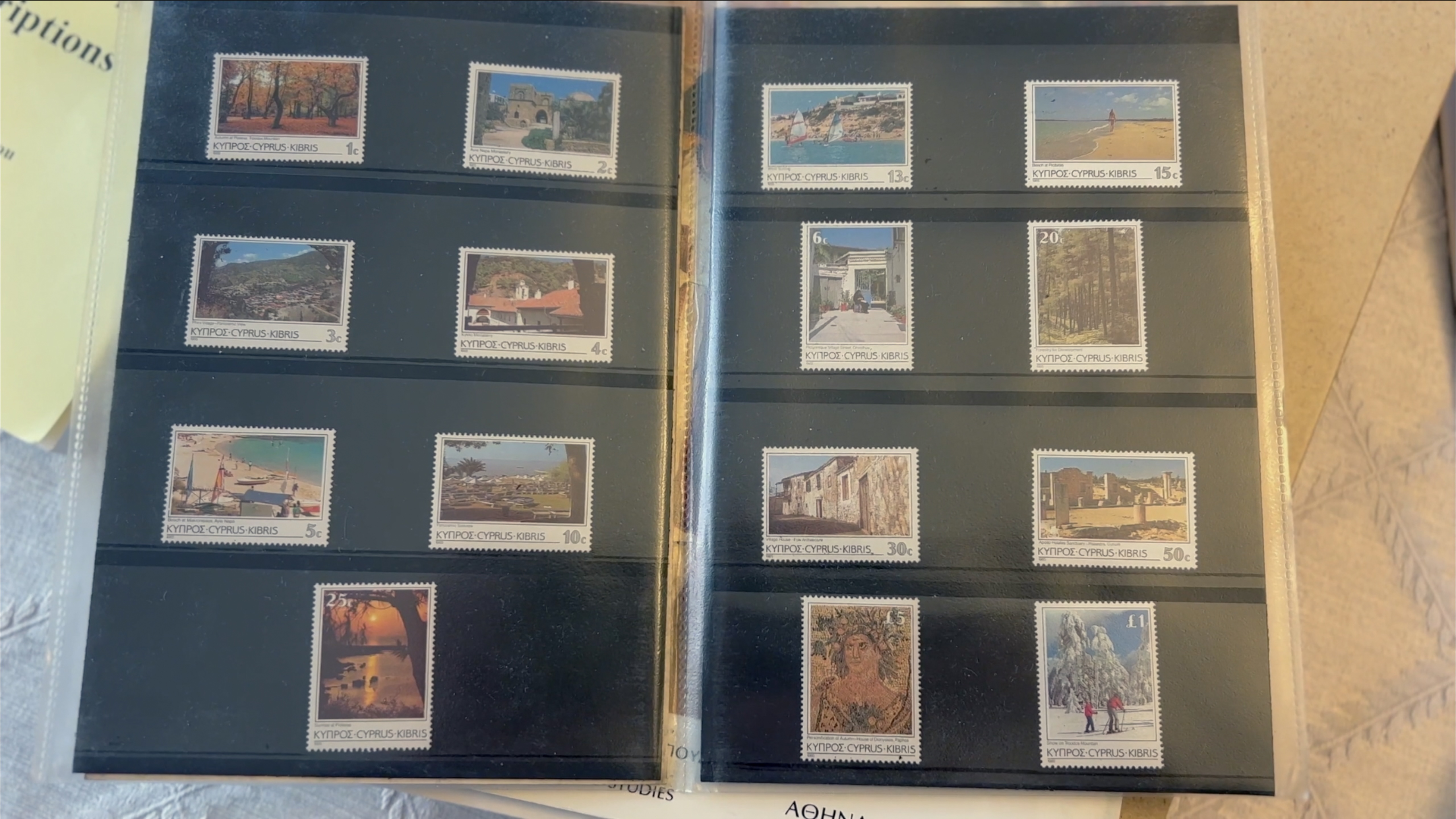 A sample of Stella's Cypriot stamp collection, shown to the interviewer after the interview
