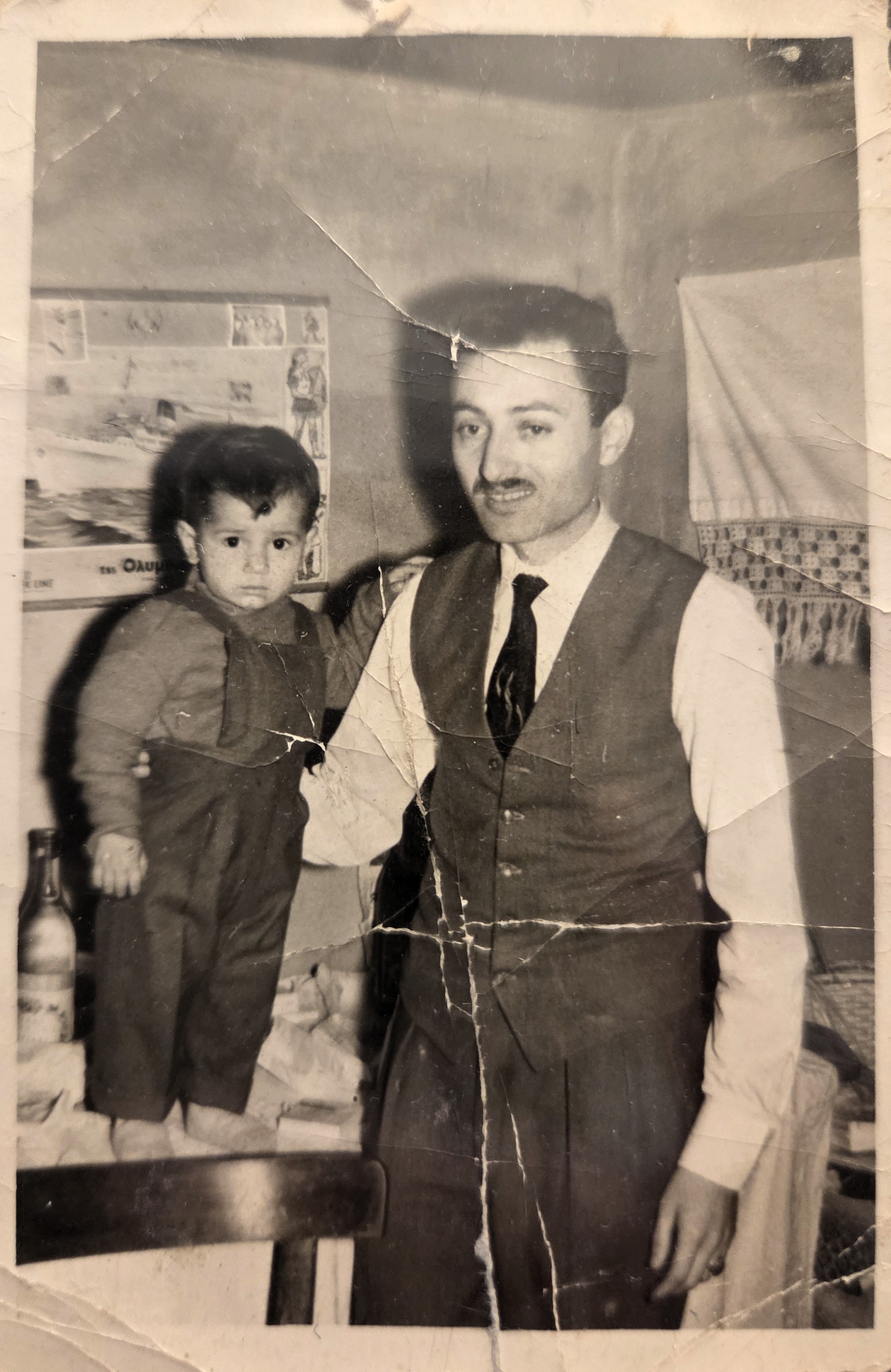 Kostas Papadopoulos with his nephew in Greece