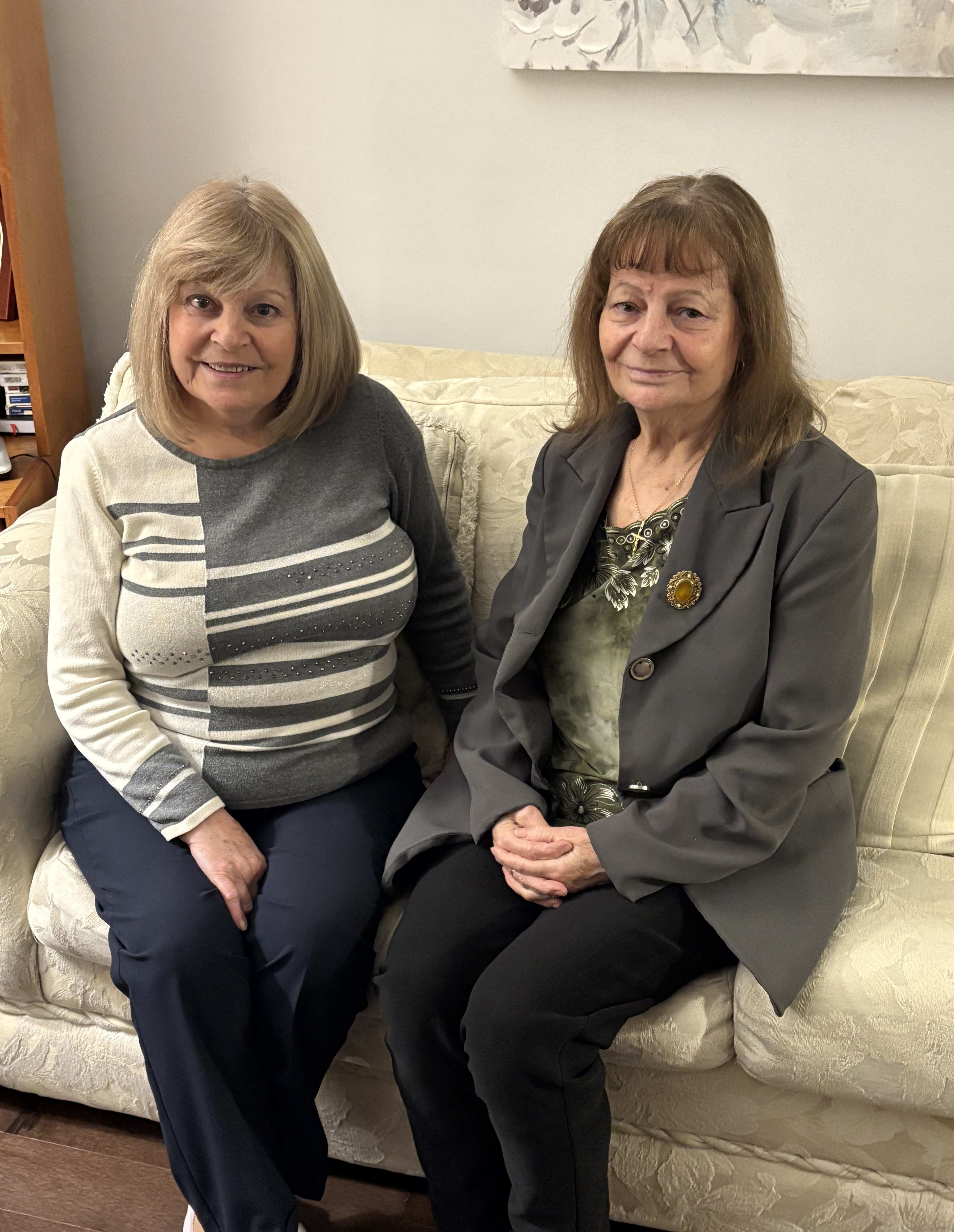 Christine and her sister, Athina Charalambides after their interviews 