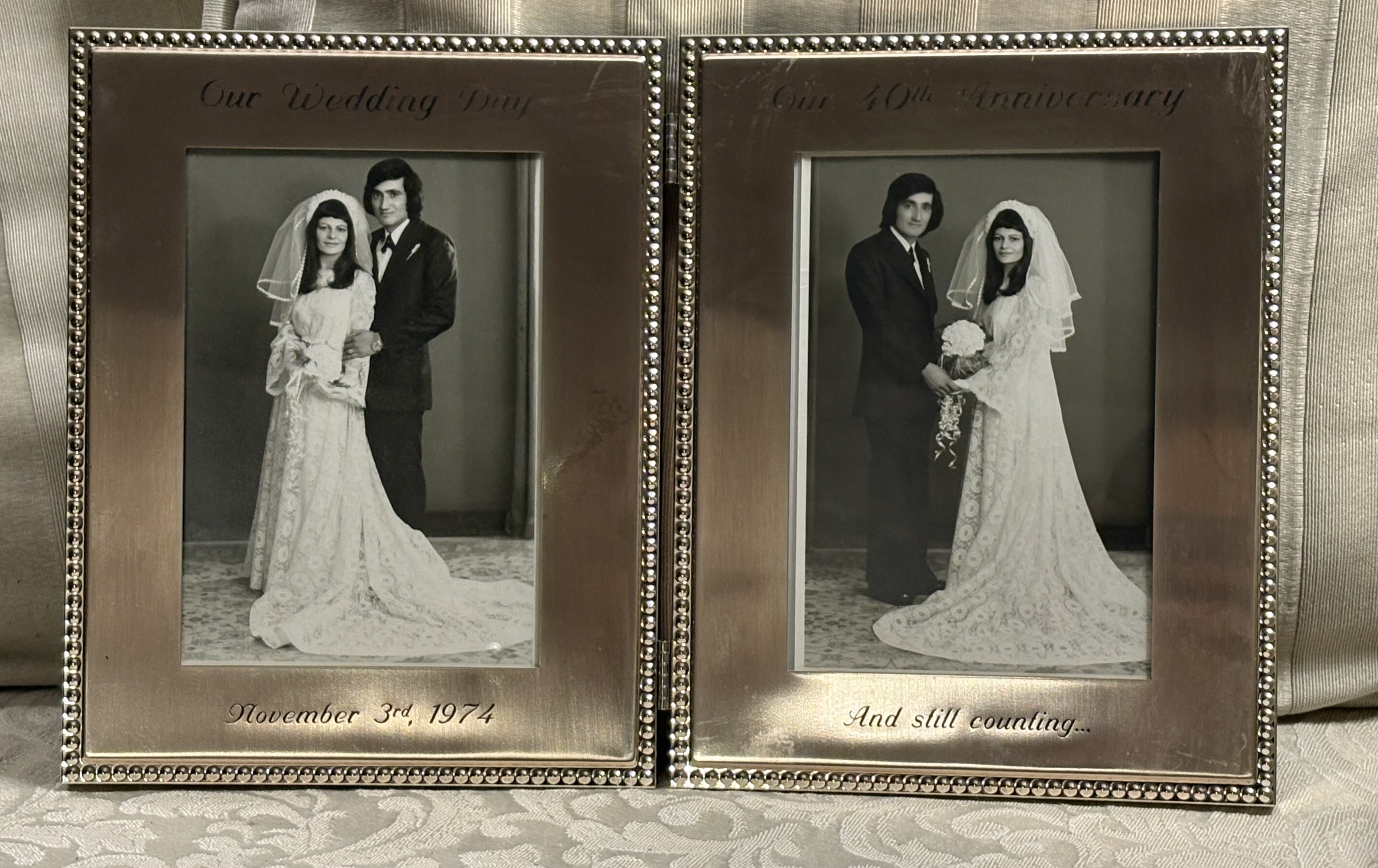 Athina and her husband on their wedding day, 1974