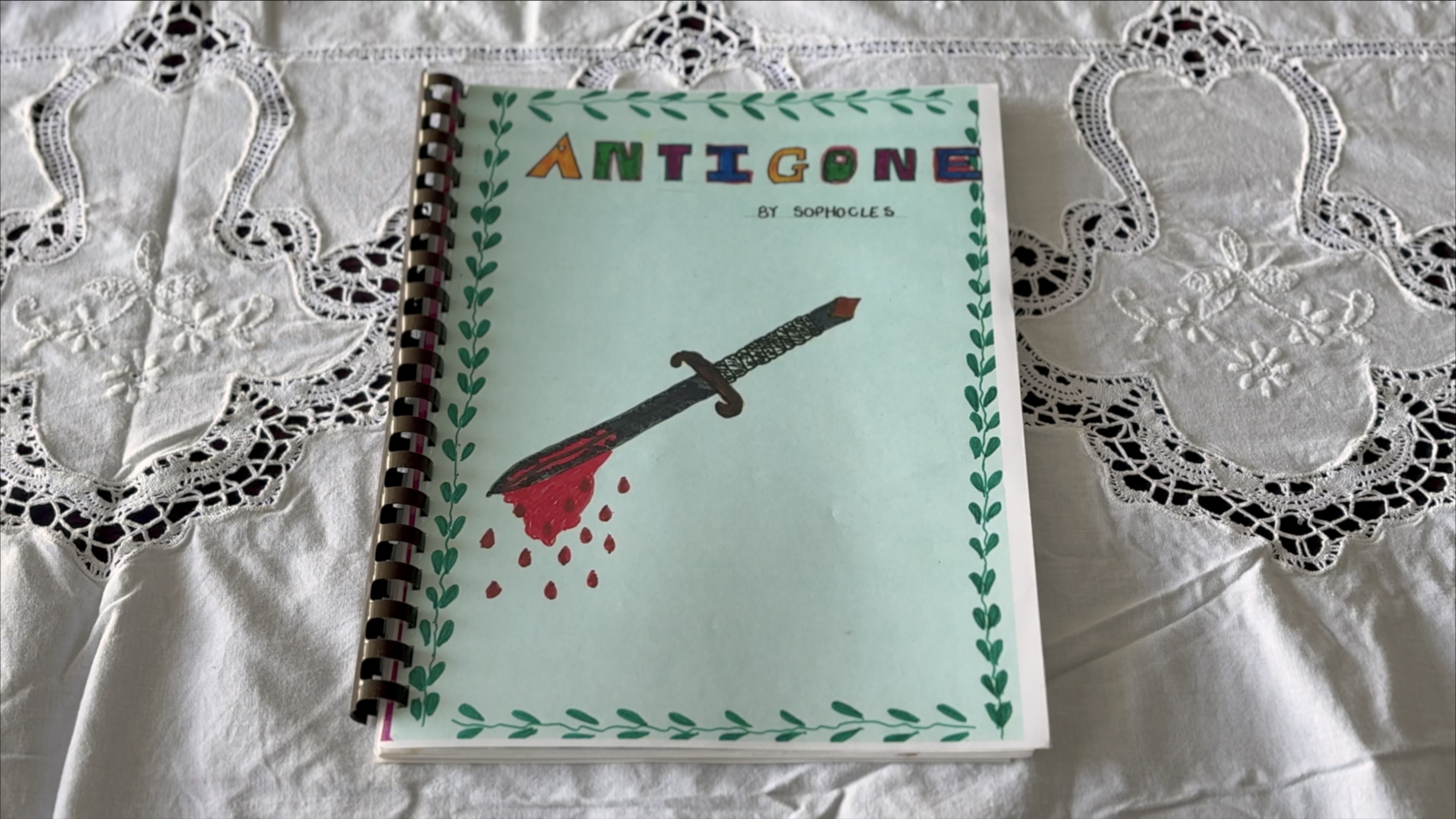 Playbill for Helen's student's version of Antigone, 1999