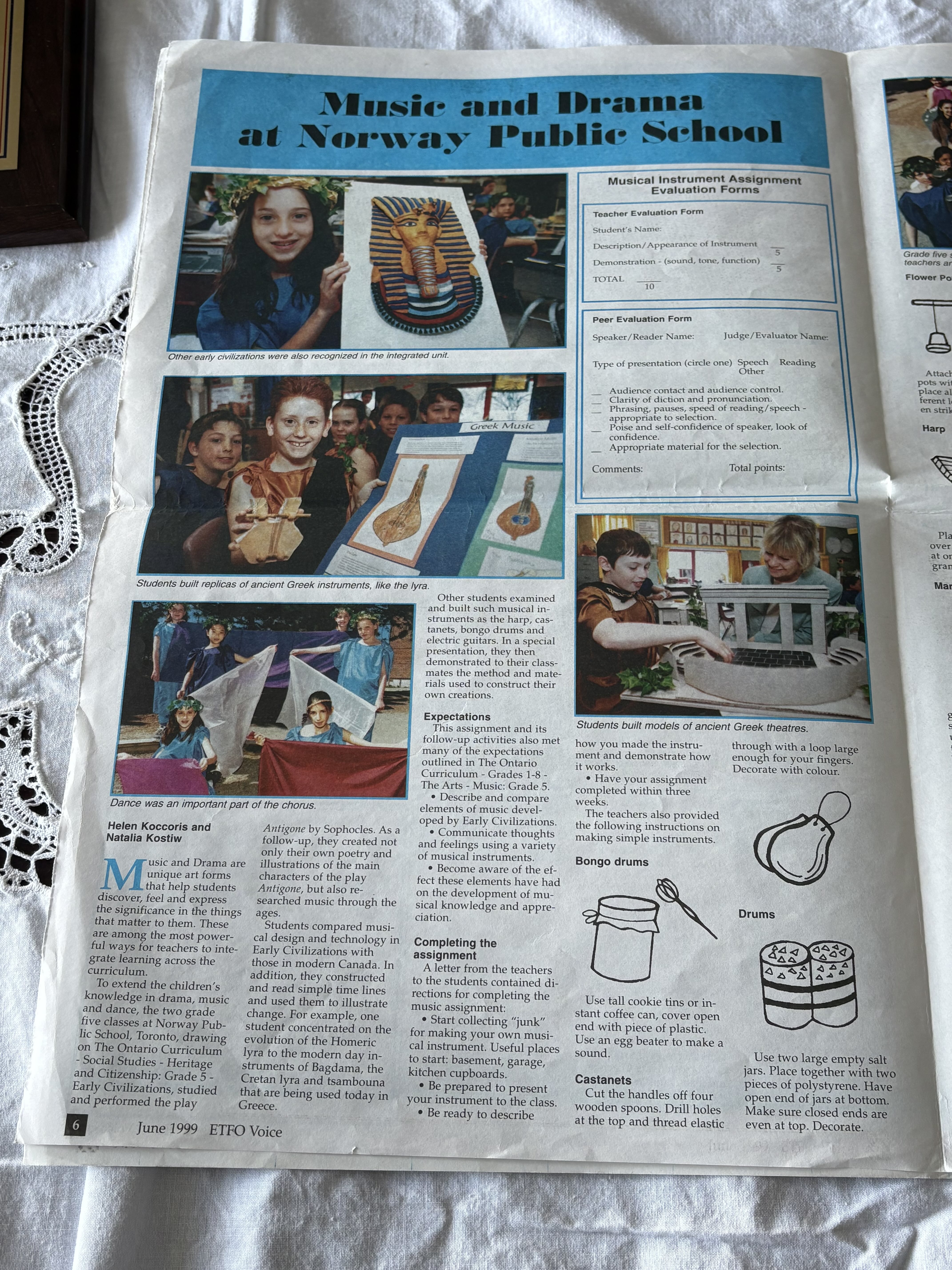 Newspaper article about Helen's student's version of Antigone, June 1999
