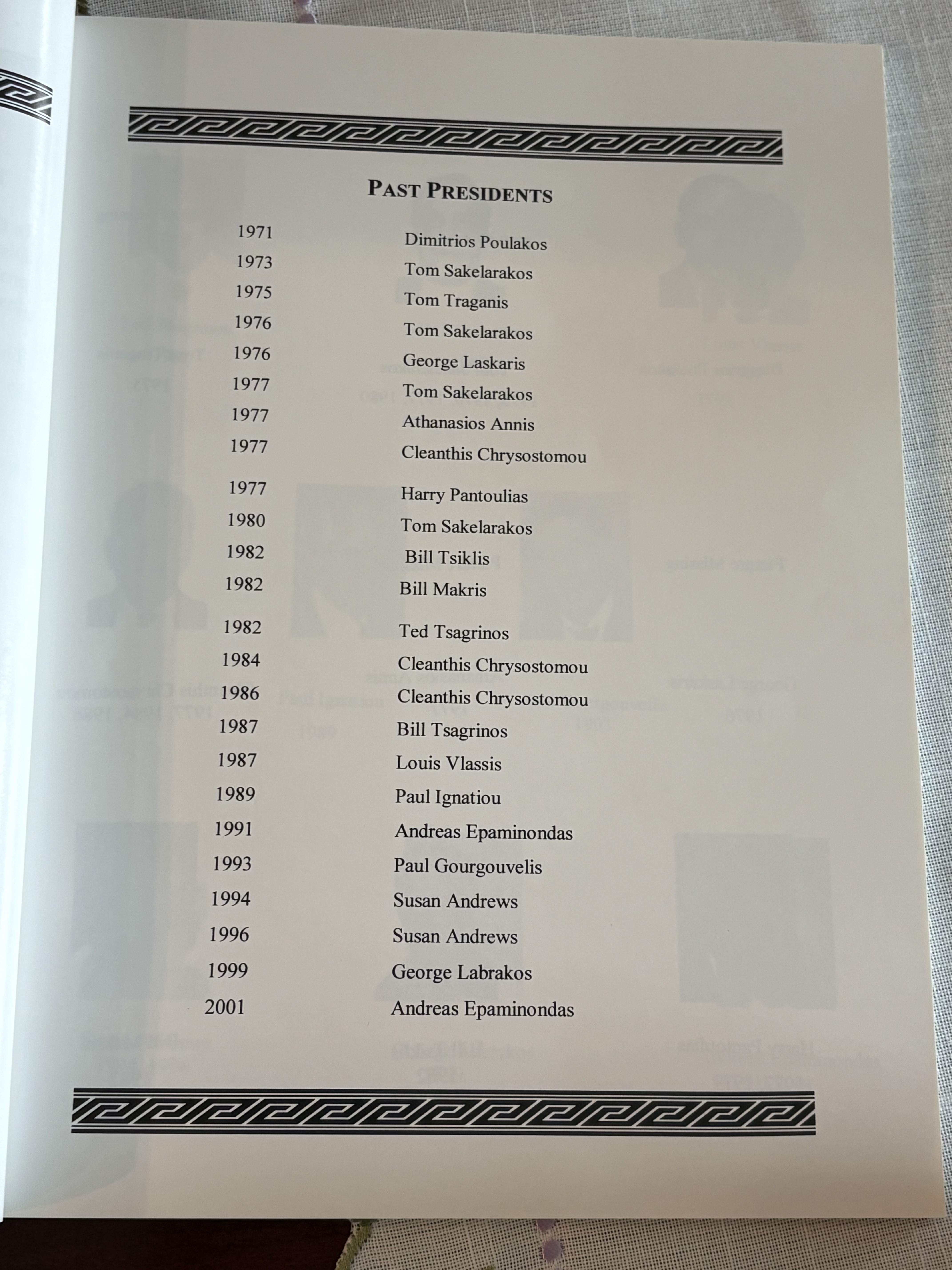 List of Presidents of the Greek Community of Oshawa and District (1971 - 2001)