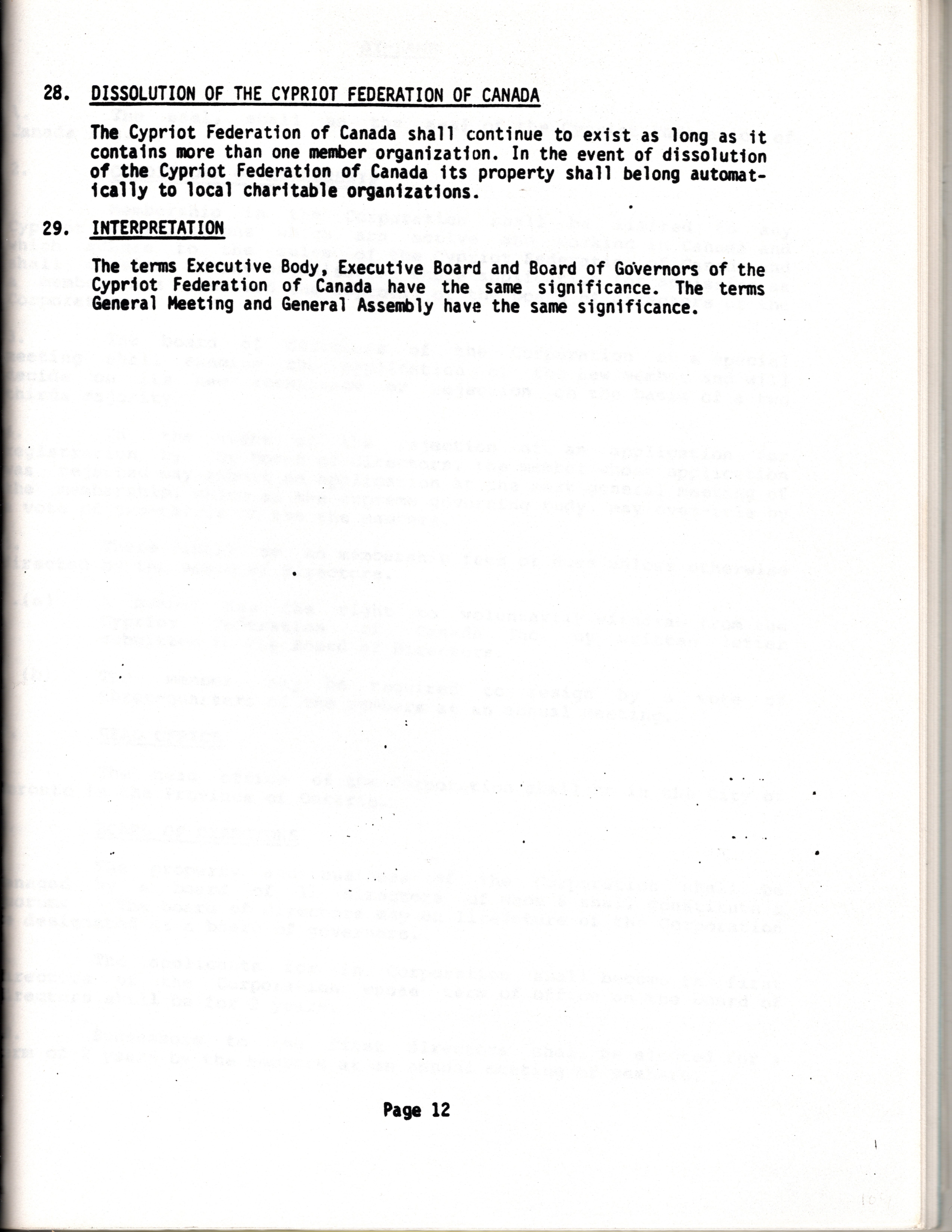 Constitution for the Cypriot Federation of Canada (1984)