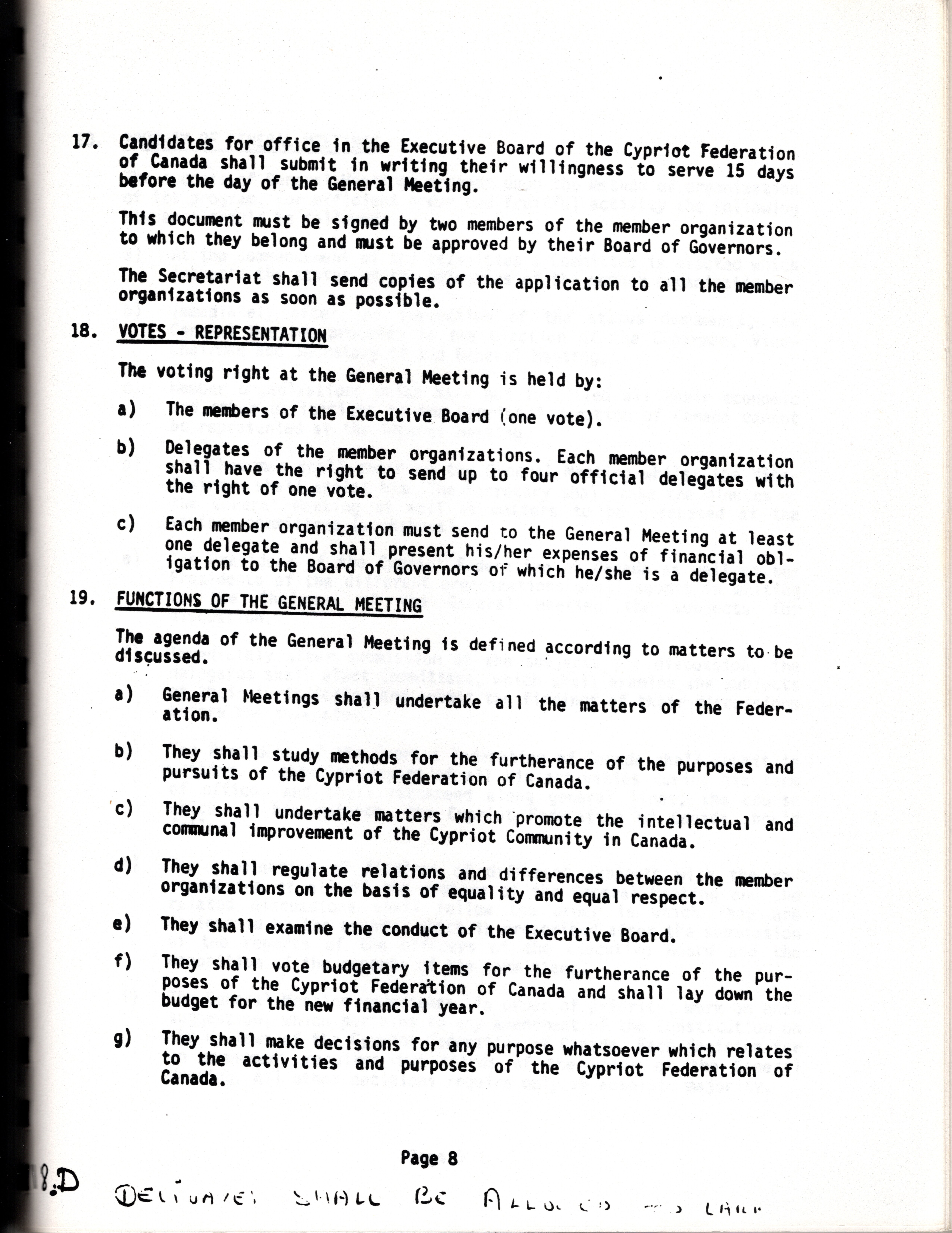 Constitution for the Cypriot Federation of Canada (1984)