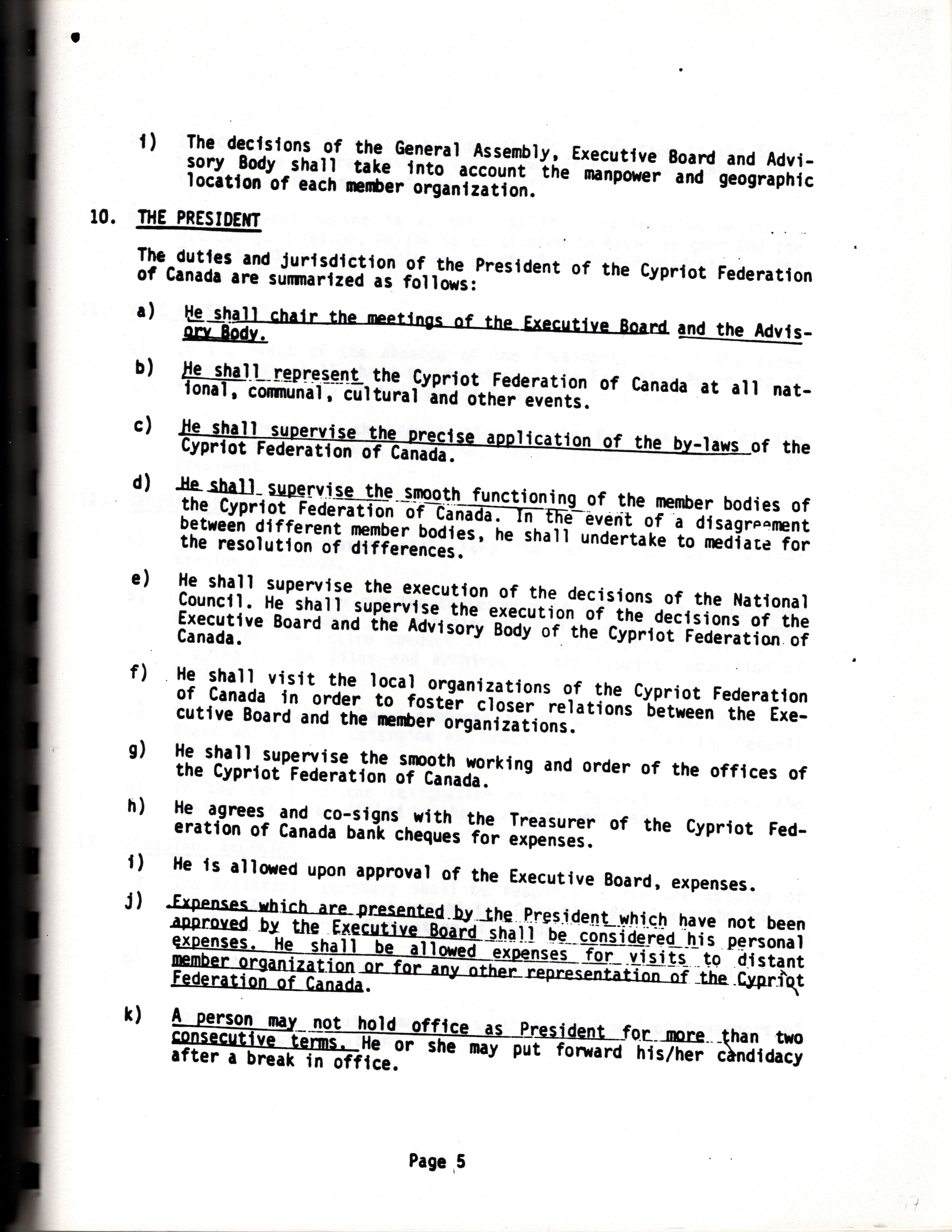 Constitution for the Cypriot Federation of Canada (1984)