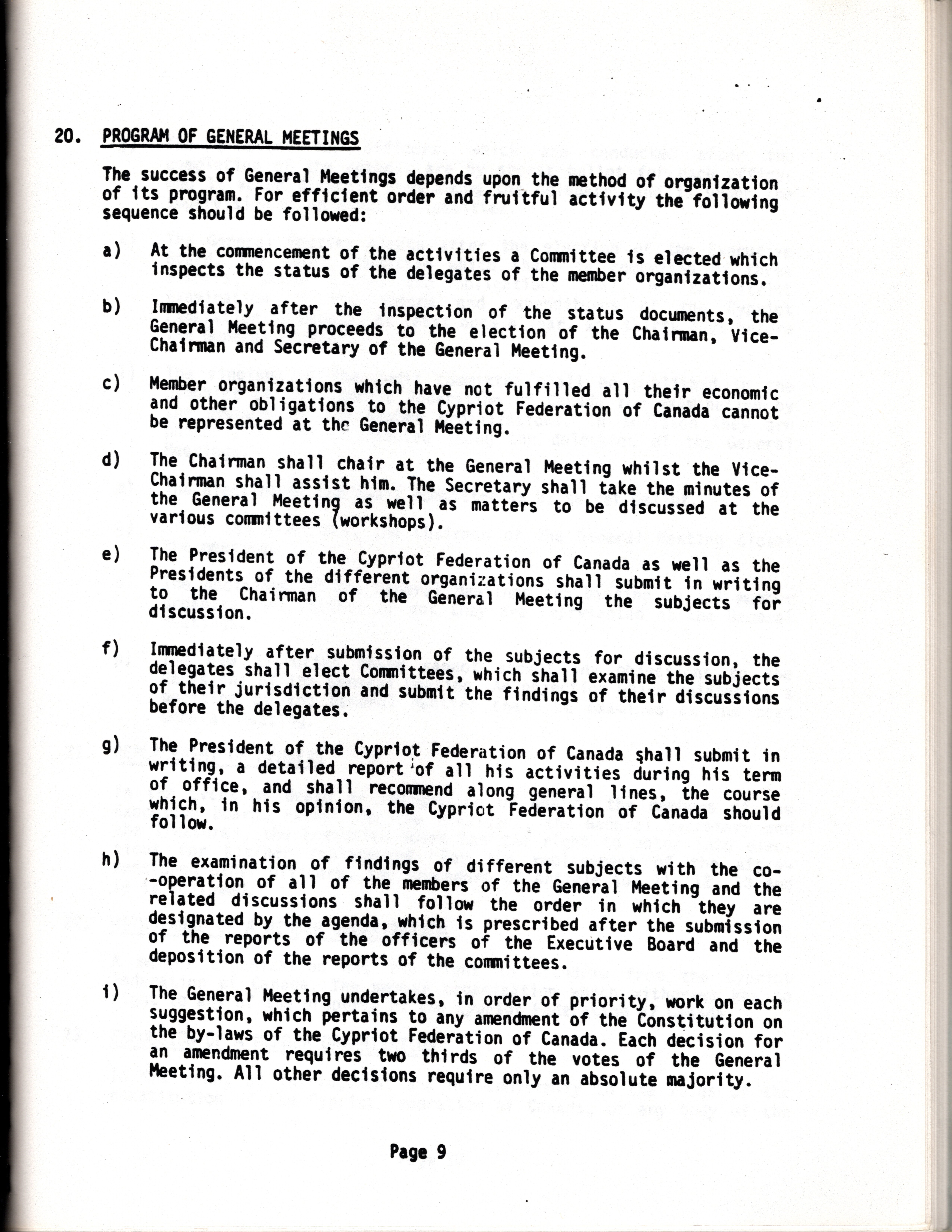 Constitution for the Cypriot Federation of Canada (1984)