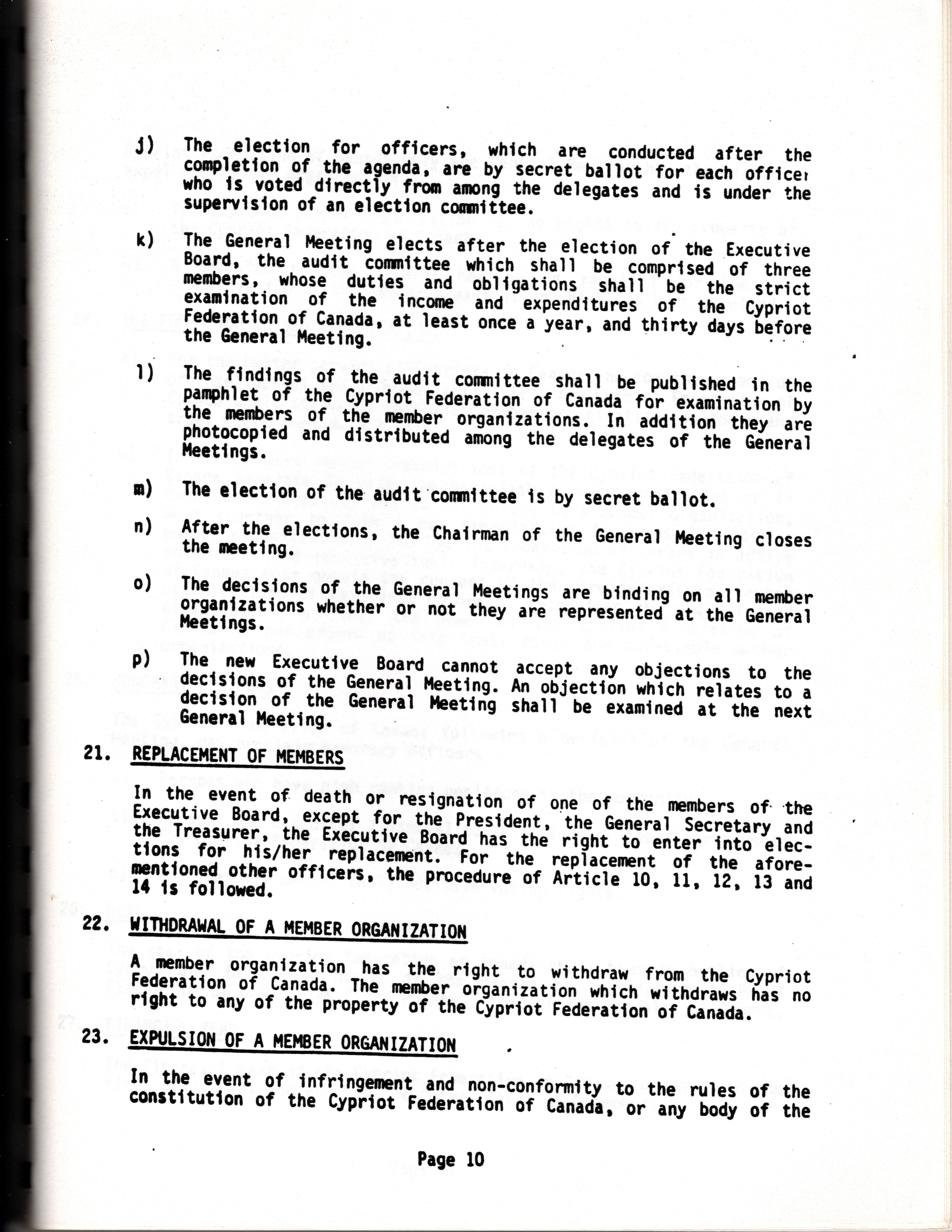 Constitution for the Cypriot Federation of Canada (1984)