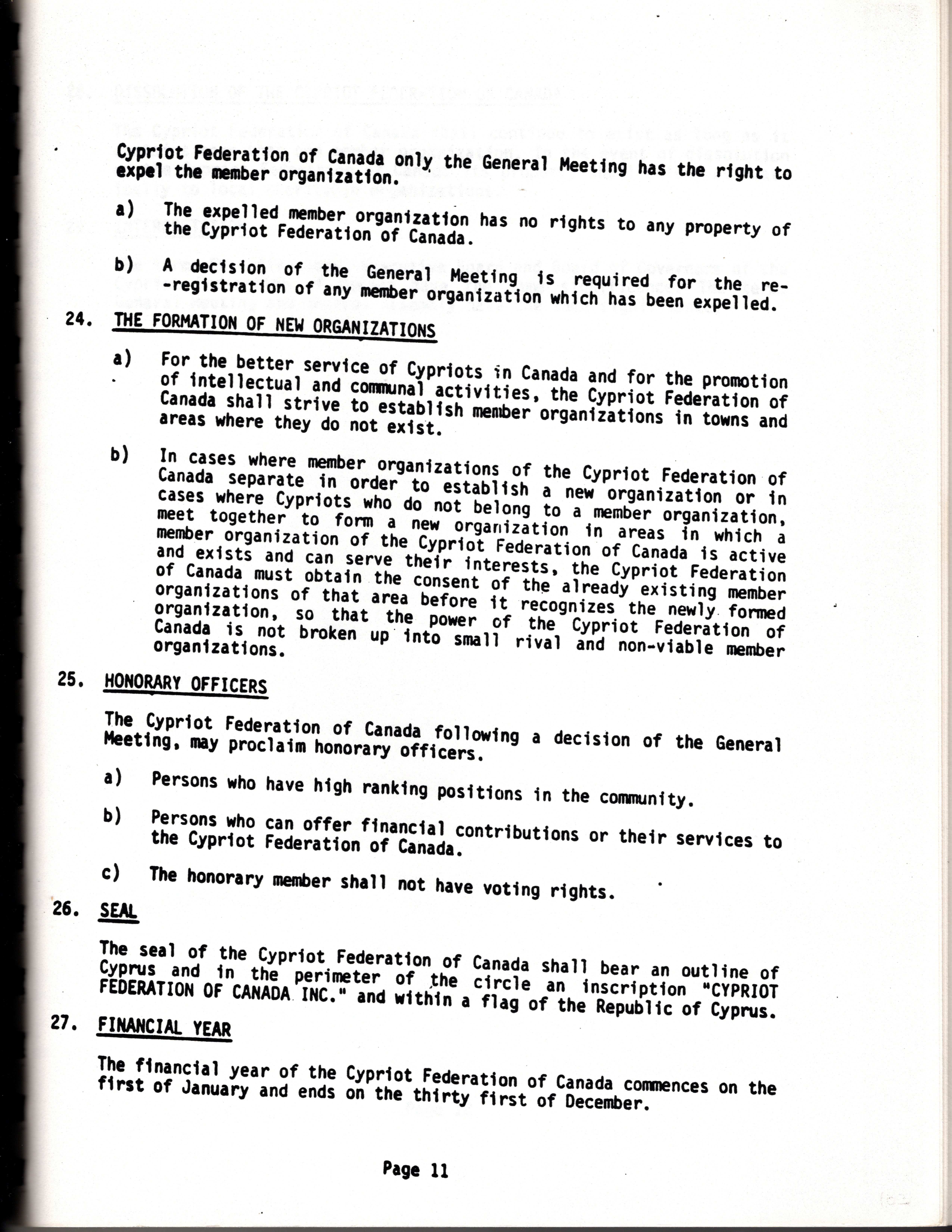 Constitution for the Cypriot Federation of Canada (1984)