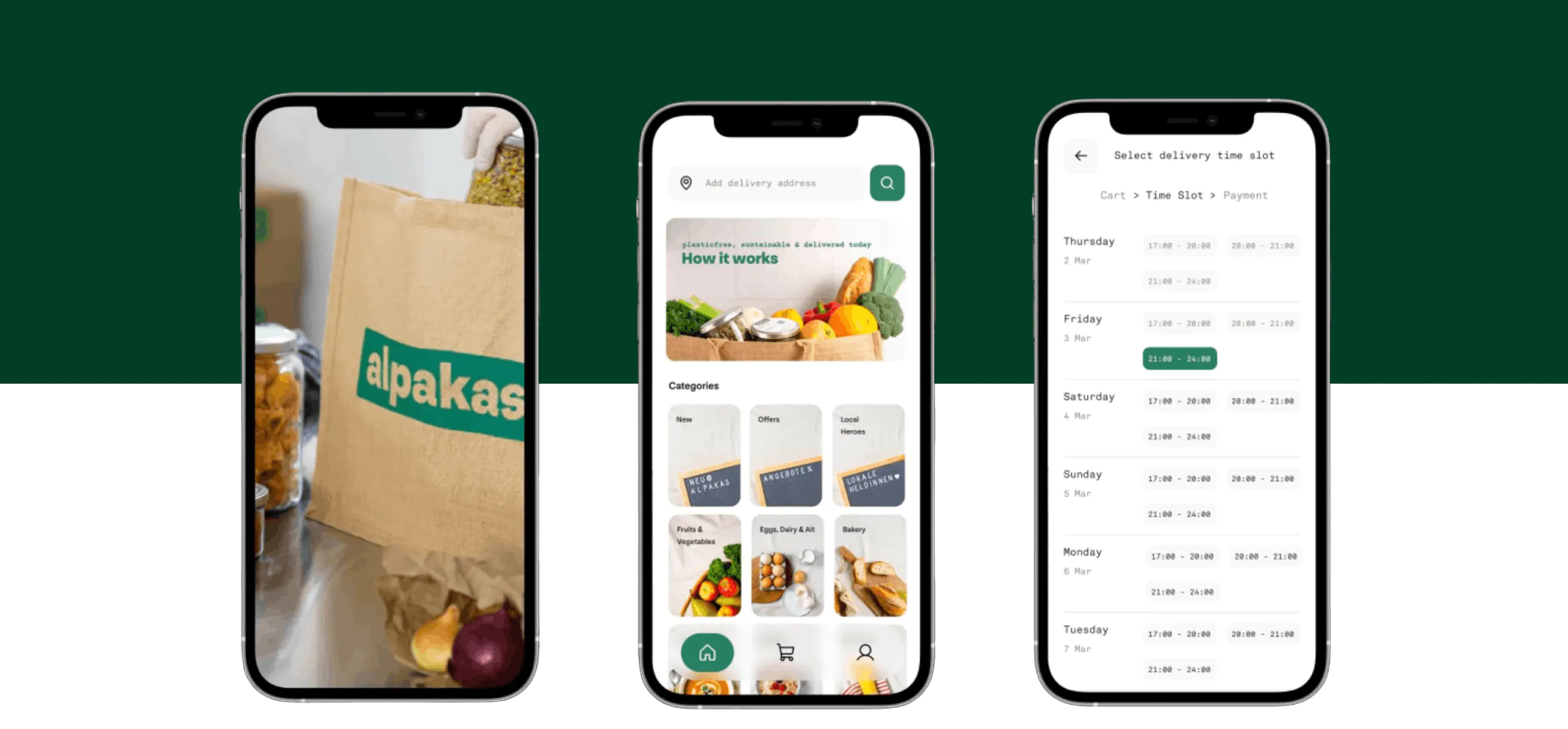 Three Mobile App screens Alpakas