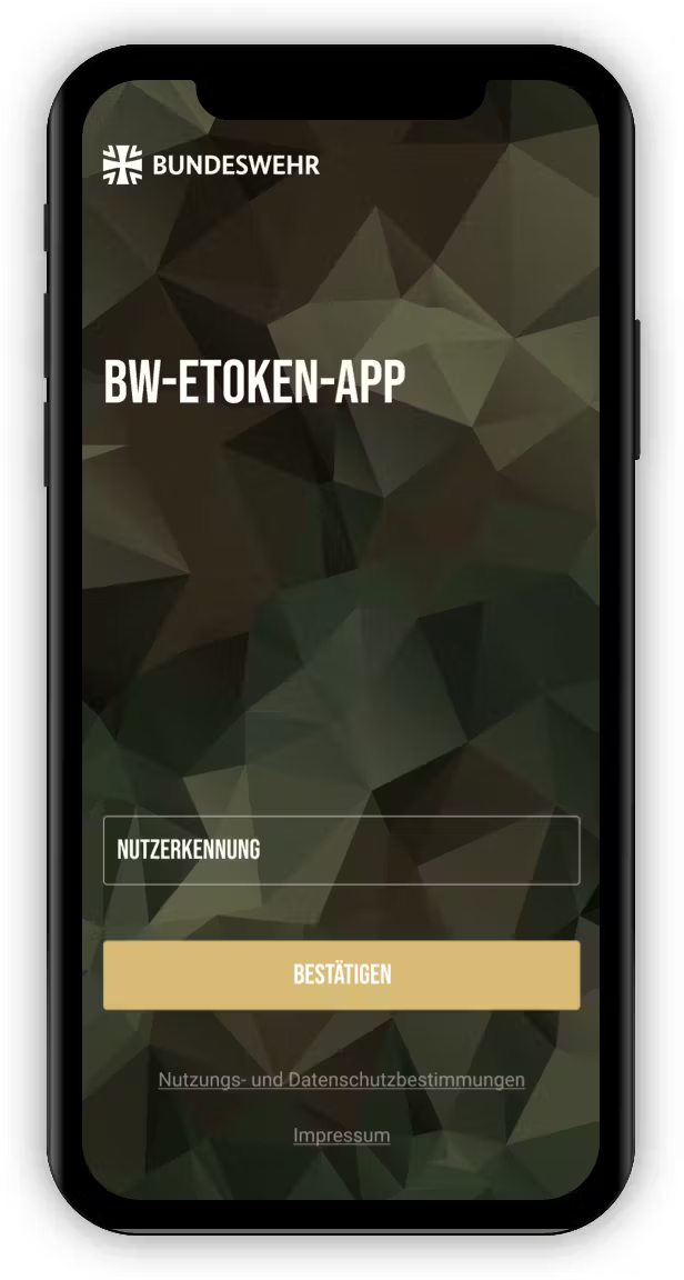 BW e-token App screen UI