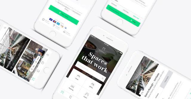 Mockup of a phones flat on surface.
