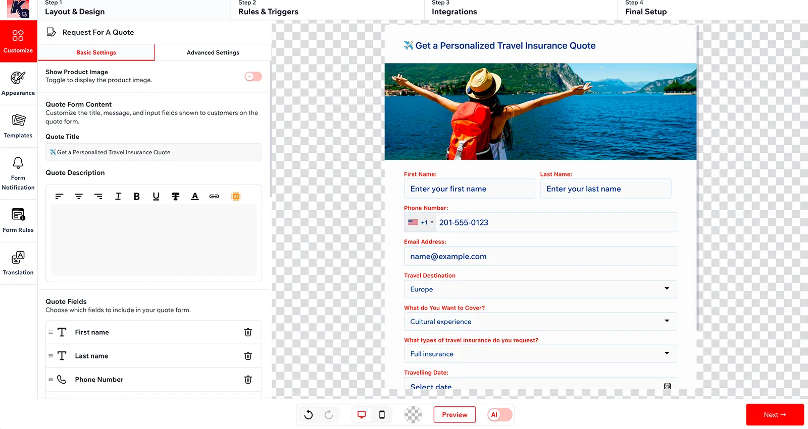 Customize the Form img