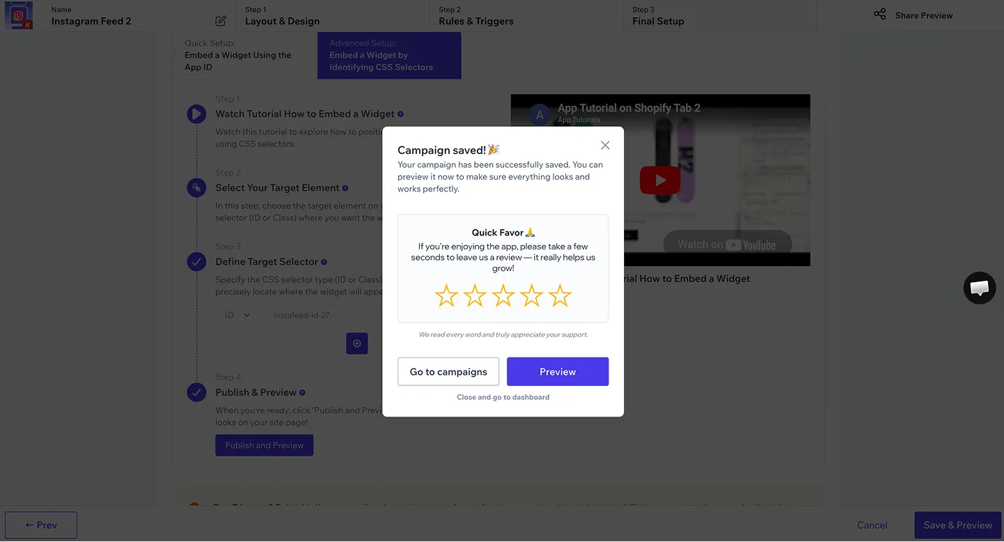 Publish & Go Live screenshot