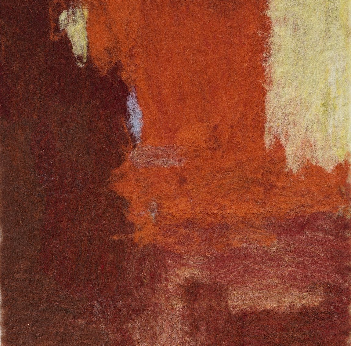 Punaista multaa/ Red soil, painting, wool fibre 2025