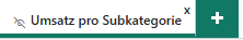 Hidden Power BI report page Sales per subcategory, recognizable by the crossed-out eye symbol in the page tab.