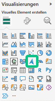 Visualization selection in Power BI: Azure Maps visual is selected in the visualization panel.