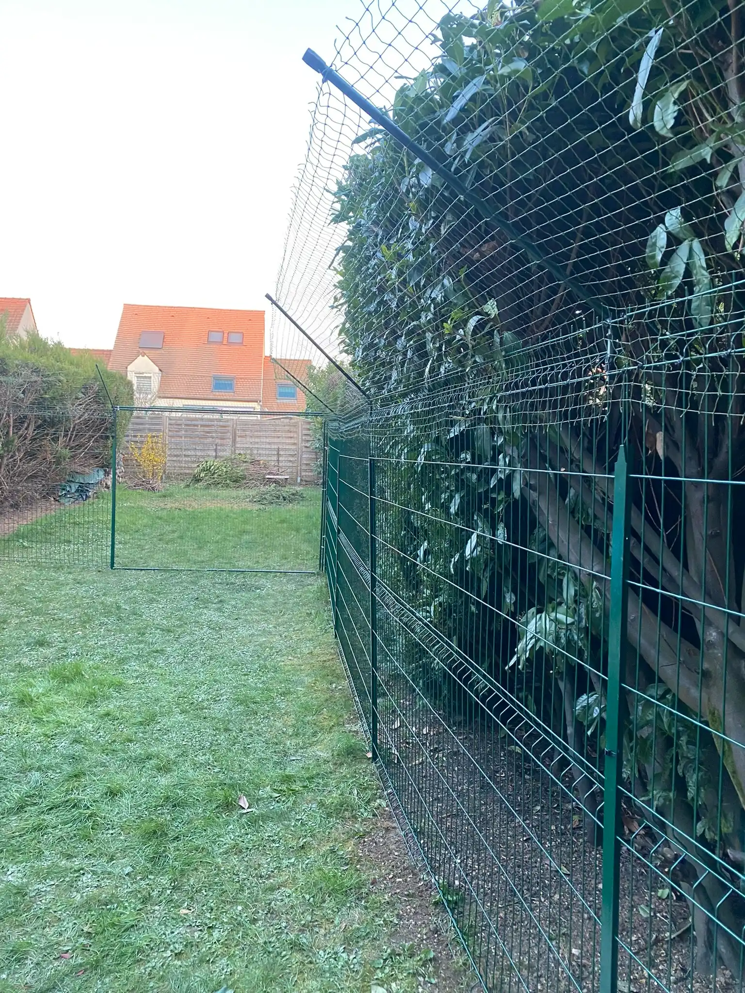Clôture extérieure avec filet aérien pour sécuriser un espace pour chat