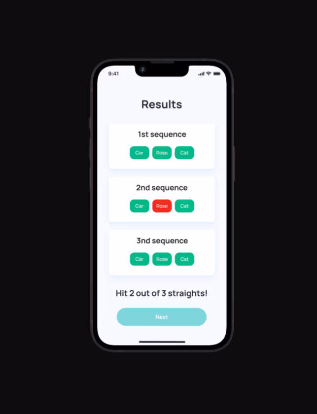 Smartphone over a black background showing an app screen.
