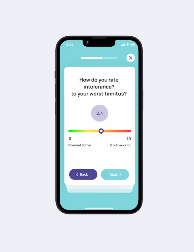 Smartphone over a white background showing an app screen.