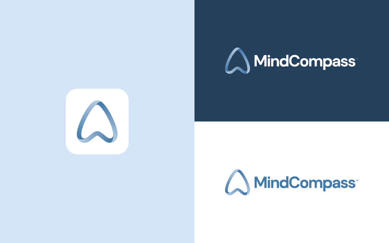 MindCompass logo and icon in different colors.