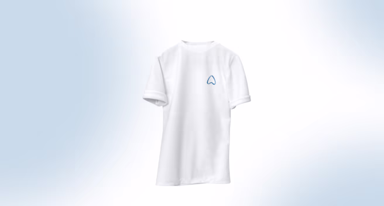 MindCompass logo on white t-shirt.