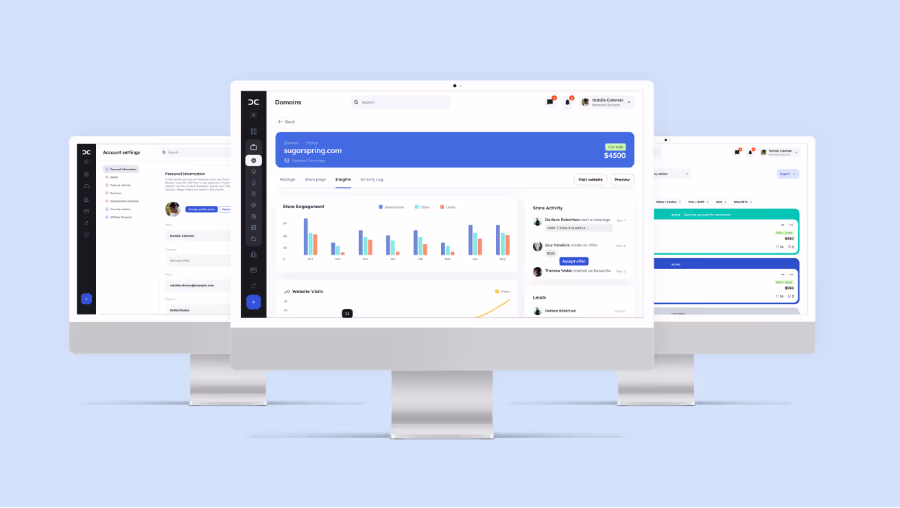 Three LCD screens displaying Digital Candy app dashboard.