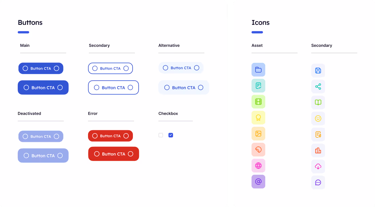 List of Digital Candy app button and icon elements.
