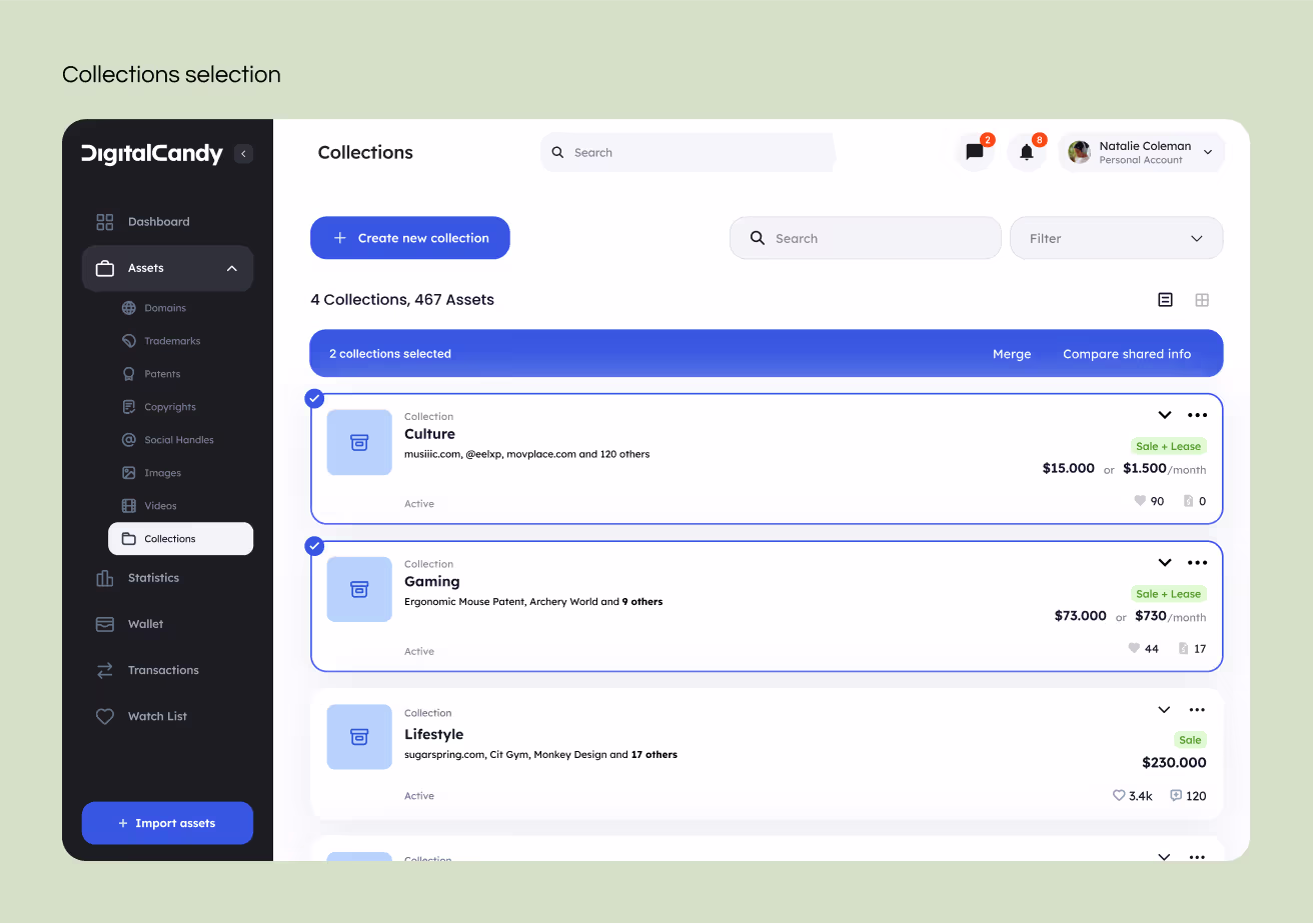 Digital Candy dashboard view.