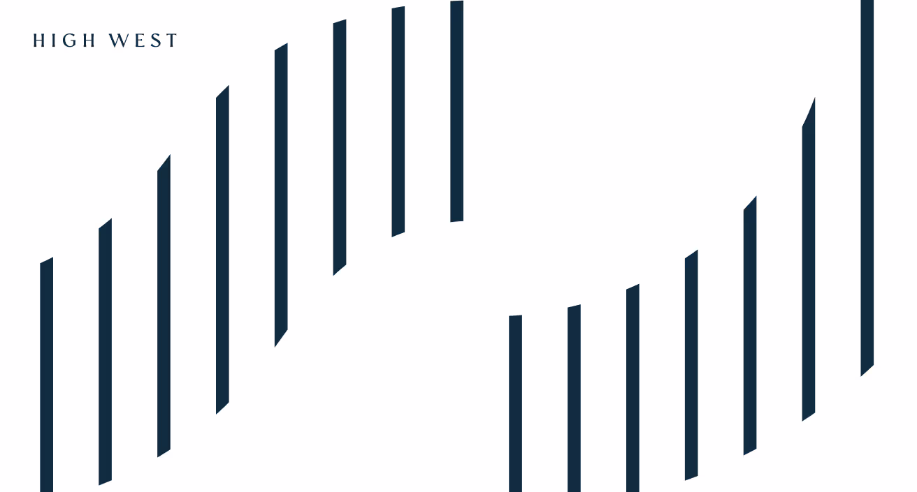 a black and white photo of vertical lines high west logo