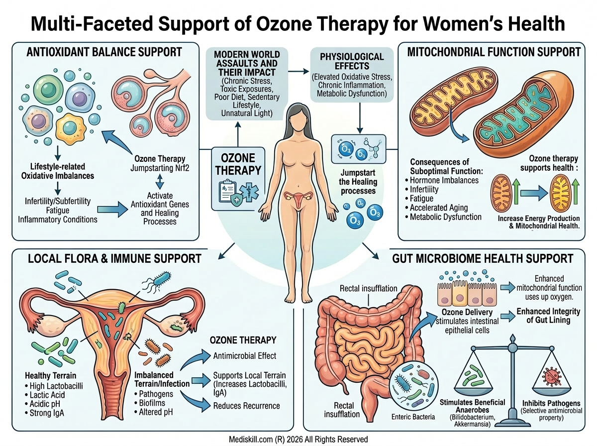 Biological root causes from modern lifestyle that may increase the risk of certain women’s health issues, and how ozone therapy can help. 