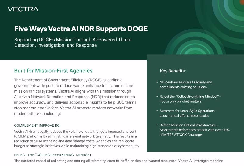 Cinque modi in cui Vectra AI NDR supporta DOGE