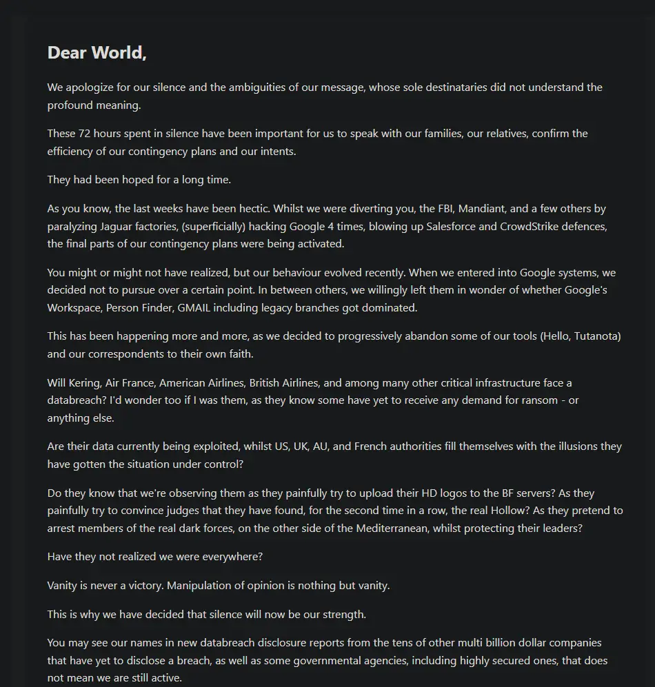 Farewell post from Scattered Lapsus Hunters