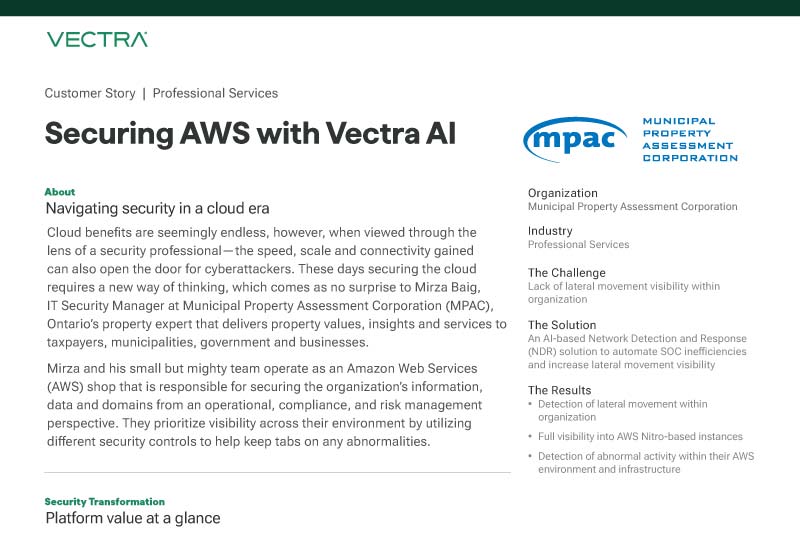 Protección de AWS con Vectra AI