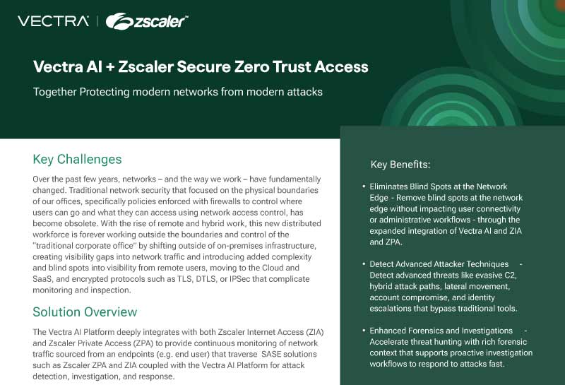 Vectra AI + Zscaler Secure Zero Trust Access