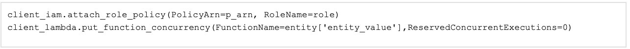 Attachez la politique gérée AWS DenyAll au rôle d'exécution Lambda. Définir la propriété de la fonction Lambda function_currency à 0.