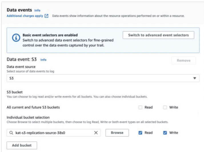 Le service de réplication S3 écrit des événements sur CloudTrail