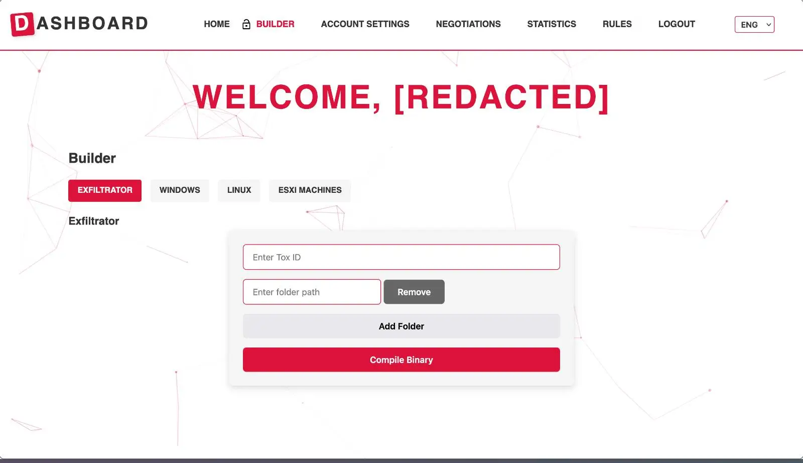 Screenshot of the DevMan RaaS website