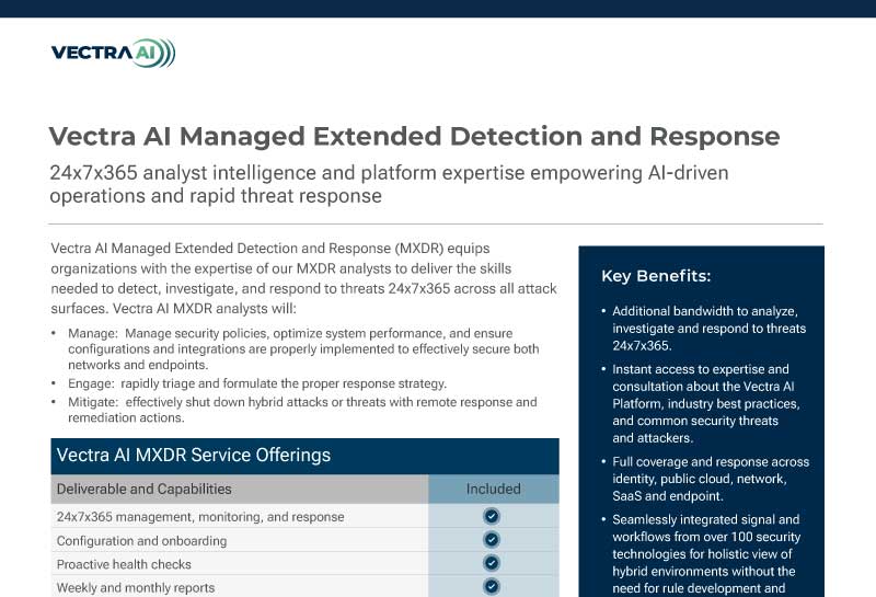 Vectra Managed Extended Detection and Response 