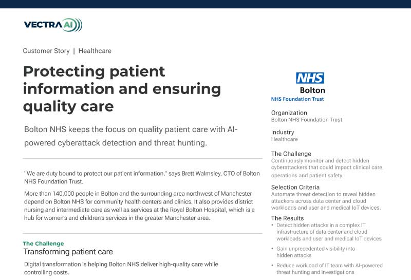 Bolton NHS sichert Patientendaten mit Vectra AI
