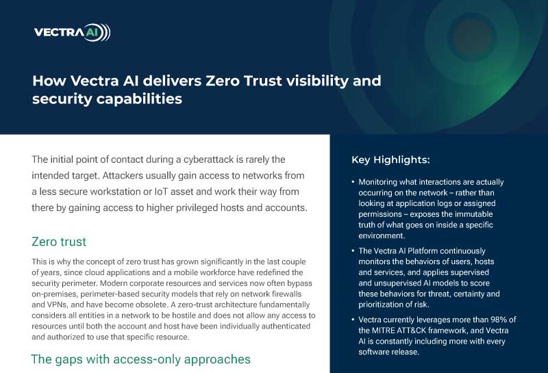 Comment Vectra offre Zero Trust Visibilité et capacités de sécurité