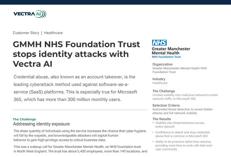 GMMH NHS Foundation Trust detiene los ataques de identidad con Vectra AI