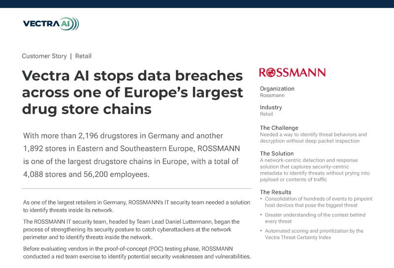 ドラッグストアチェーンROSSMANNのデータ漏洩をVectra AIが阻止