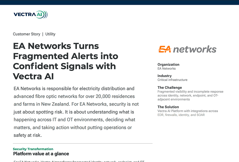 EA Networks Turns Fragmented Alerts into Confident Signals with Vectra AI