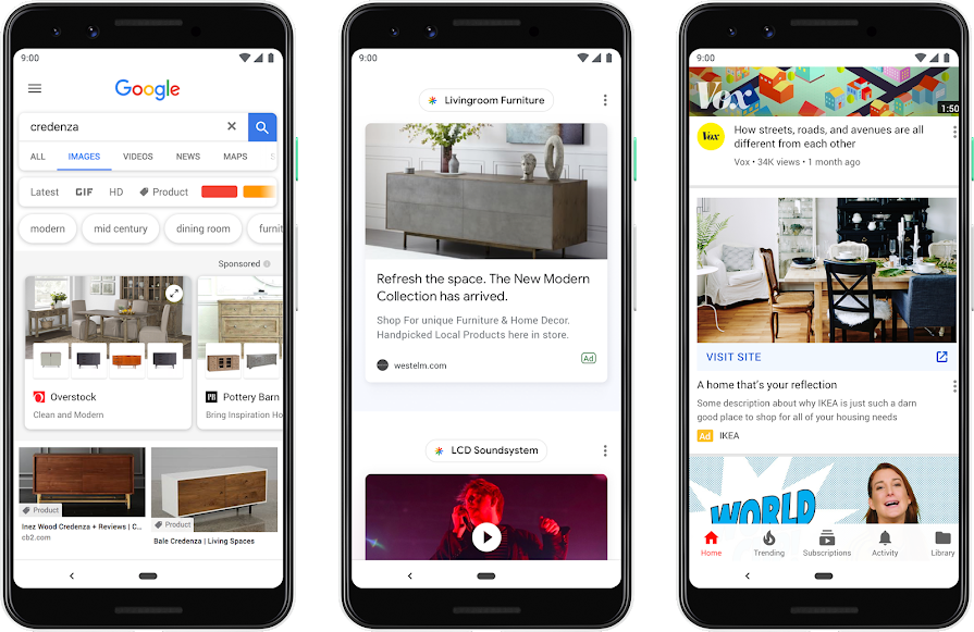 Google Showcase Ads will display in image searches, in the Discover feed, and in the YouTube platform.