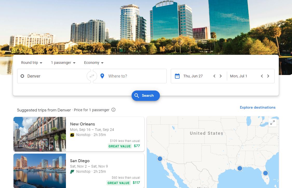 Google Trips allows you to plan your trip and find airfare all from within the Google platform.