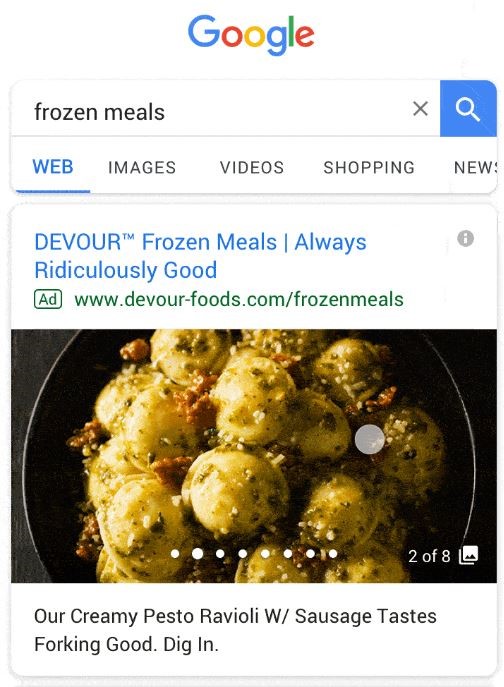 Google Gallery ads are like a carousel but within the normal Google search interface.