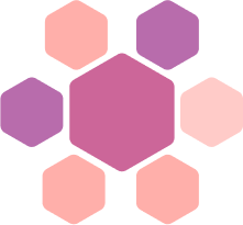 Hexagon cluster with one large purple hexagon highlighting what matters most