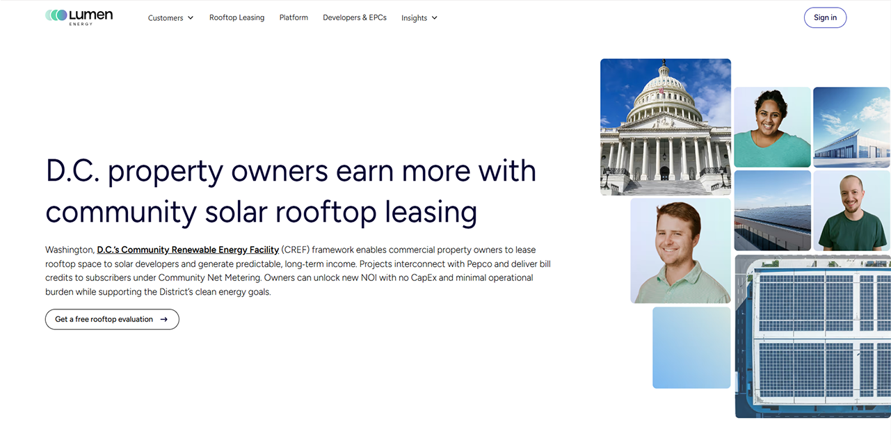 DC Community Solar Rooftop Leasing for CRE Owners | Lumen Energy